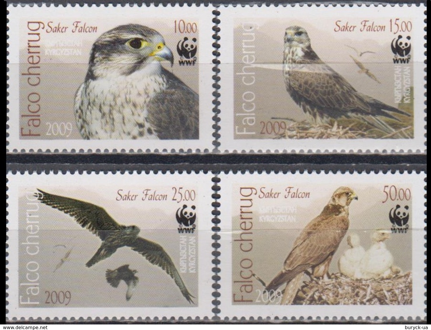 Kyrgyzstan 2009 WWF Fauna Birds Falcon MiNr.679-82A - Kirgisistan