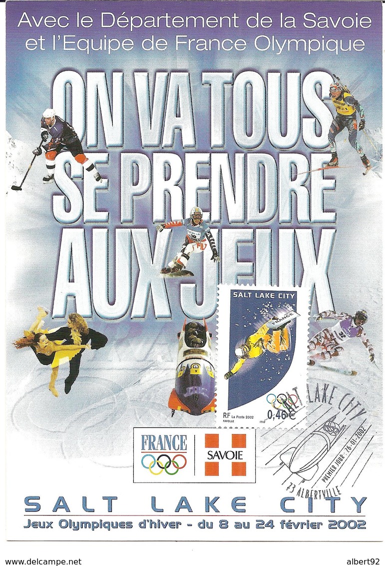 2002 :Jeux Olympiques D'Hiver De Salt Lake City :P.J.Albertville  :carte Officielle - Winter 2002: Salt Lake City