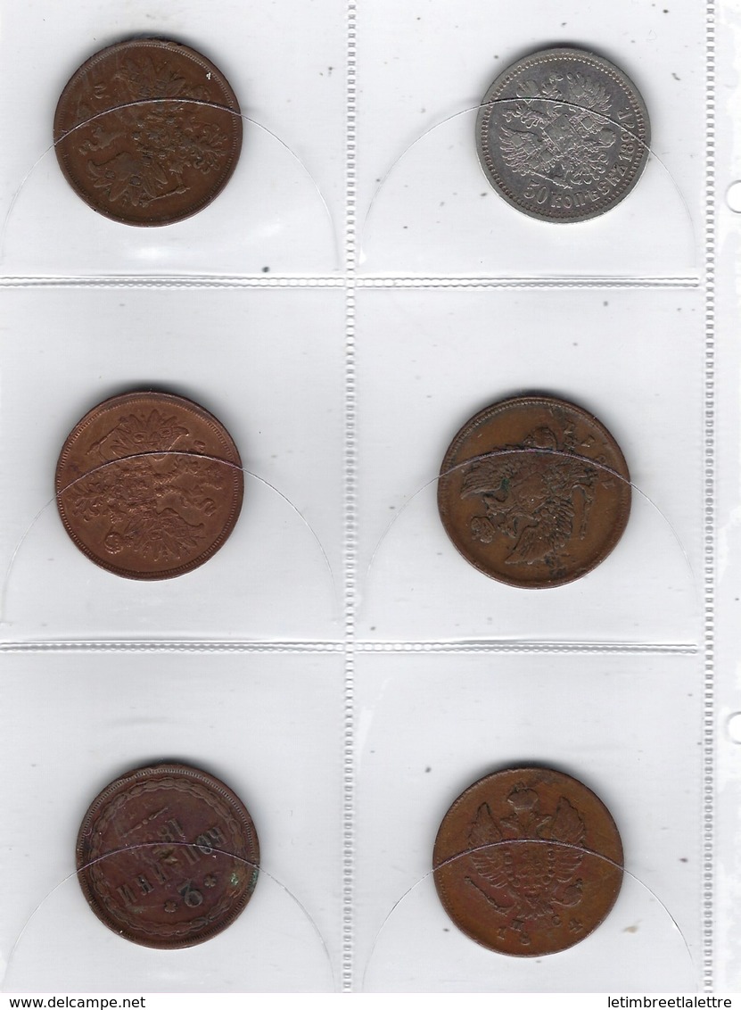 Monnaies, Lot De 16 Pièces Anciennes De Russie, A Voir, Dont 1 Demi Rouble ( 50 Kopeck ) - Russie