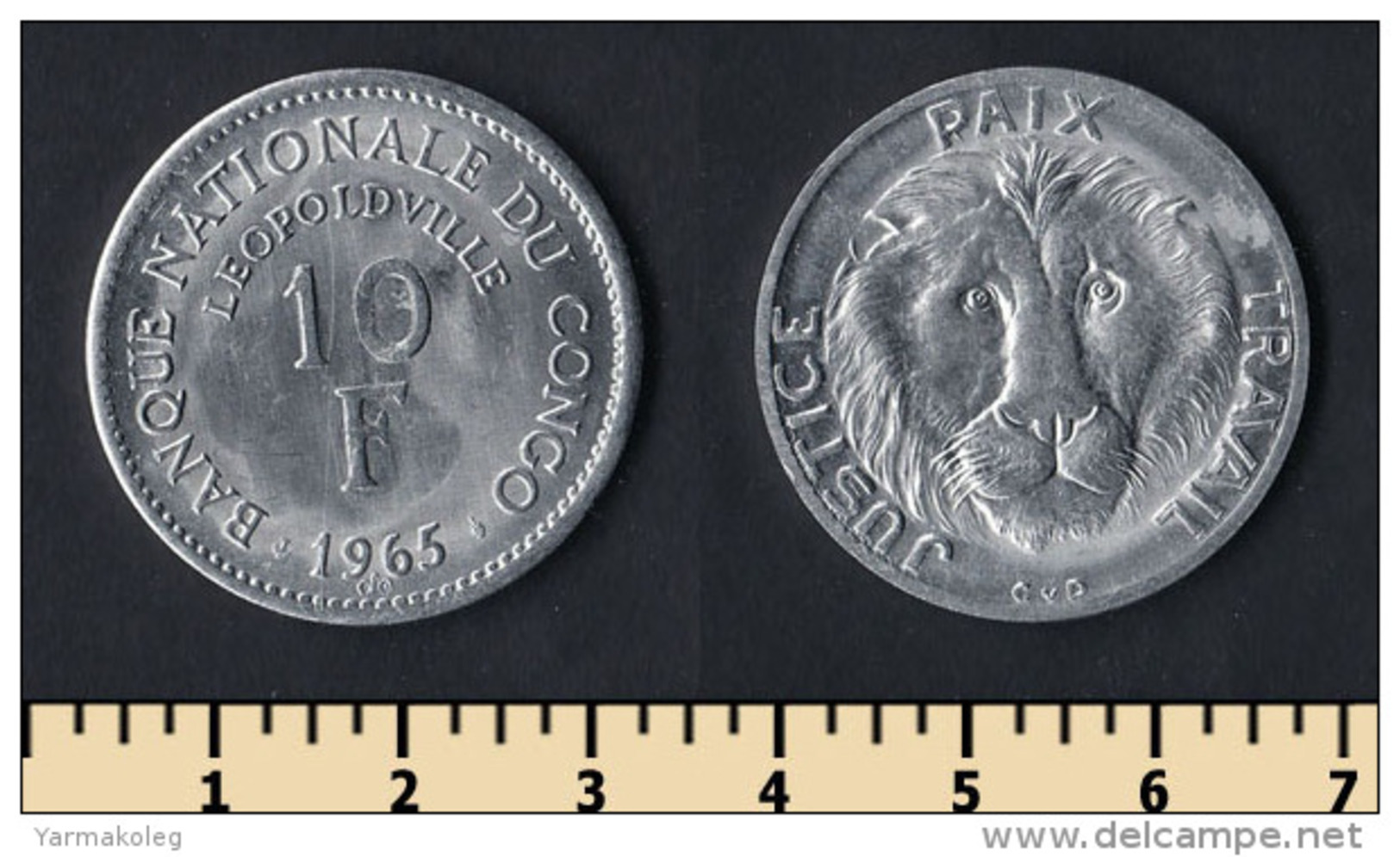 Congo 10 Francs 1965 - Kongo - Zaire (Dem. Republik, 1964-70)
