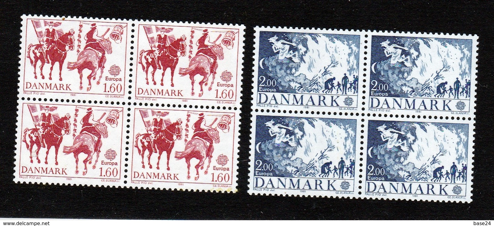 1981 Danimarca Denmark  EUROPA CEPT EUROPE 4 Serie Di 2 Valori In Quartina MNH** Bl.4 - 1981