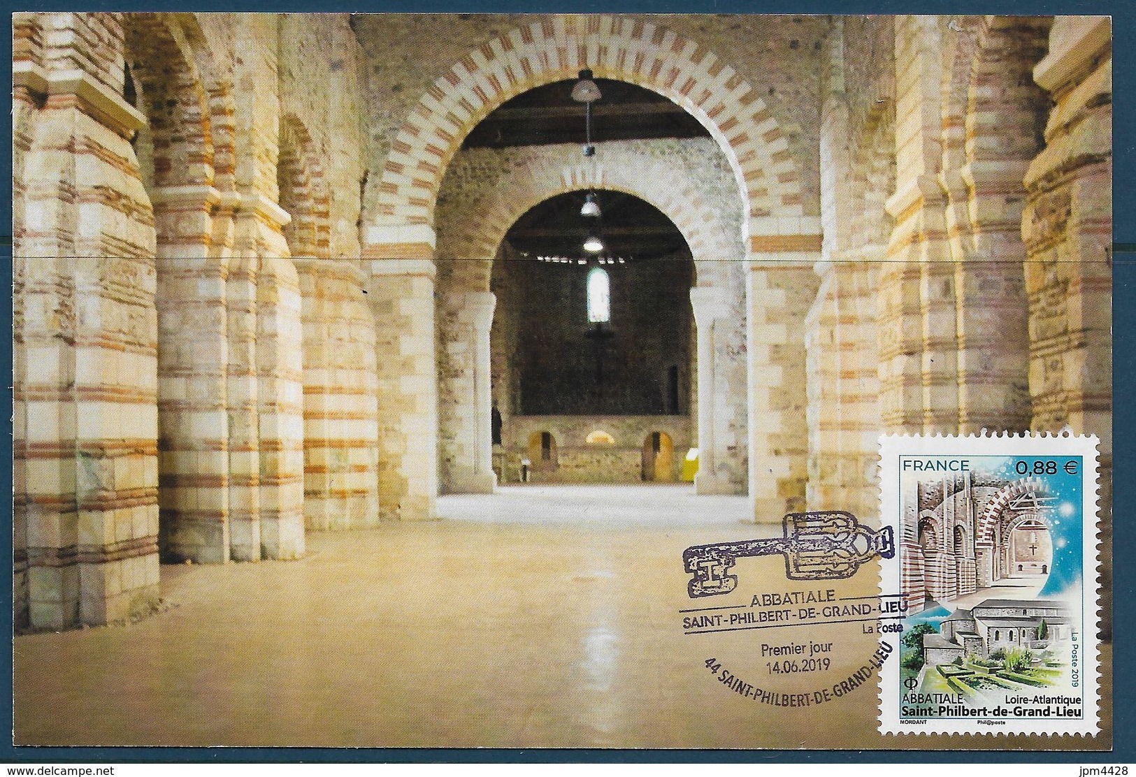 44 - Abbatiale Saint Philbert De Grand Lieu - Carte Postale Oblitération 1er Jour 14 Juin 2019 - Carte Maximum - 2010-2019