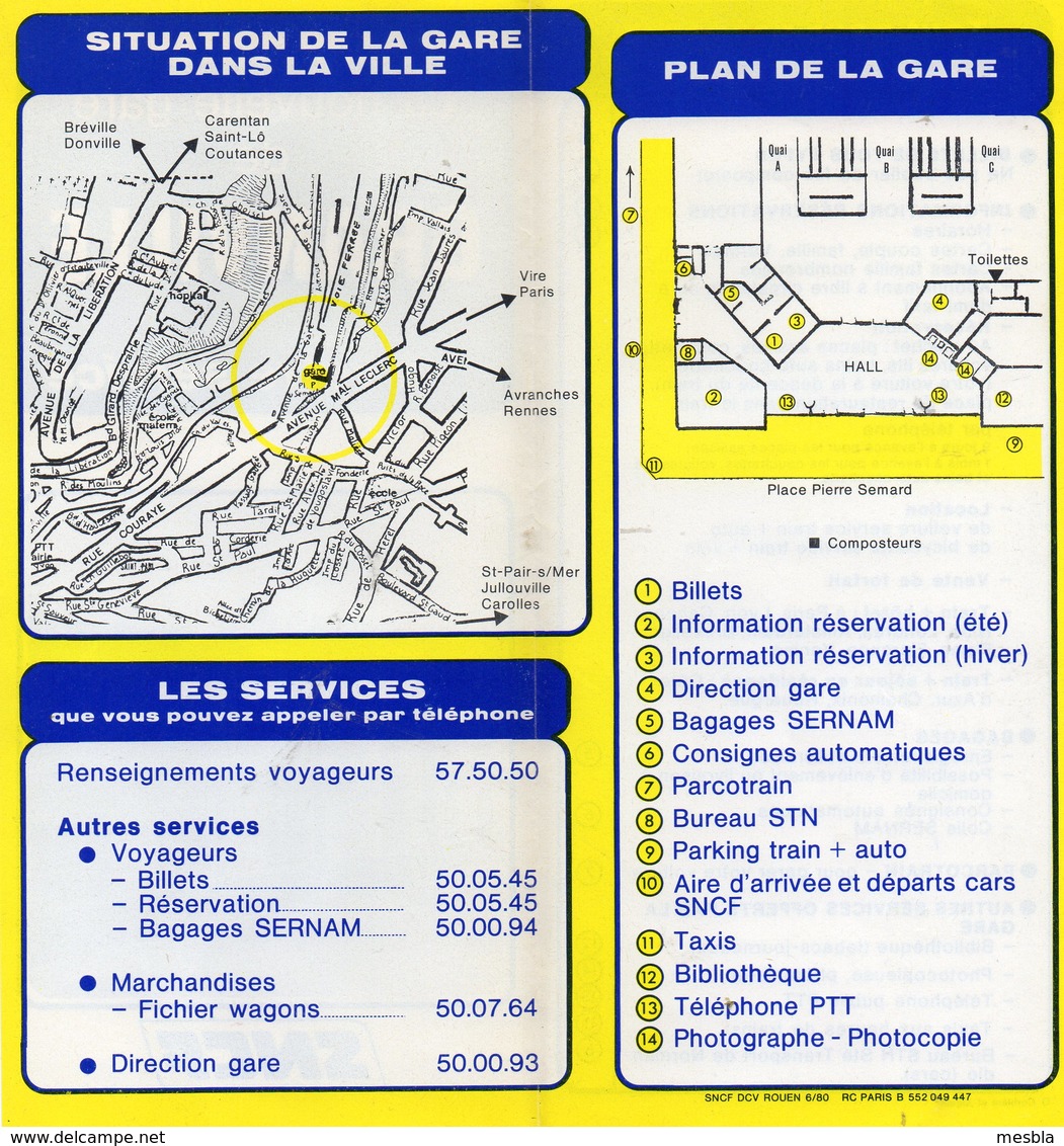 Dépliant - SNCF - La Nouvelle Gare De GRANVILLE (50)   Horaires Et Prix D'un Billet - 1981 - Europe
