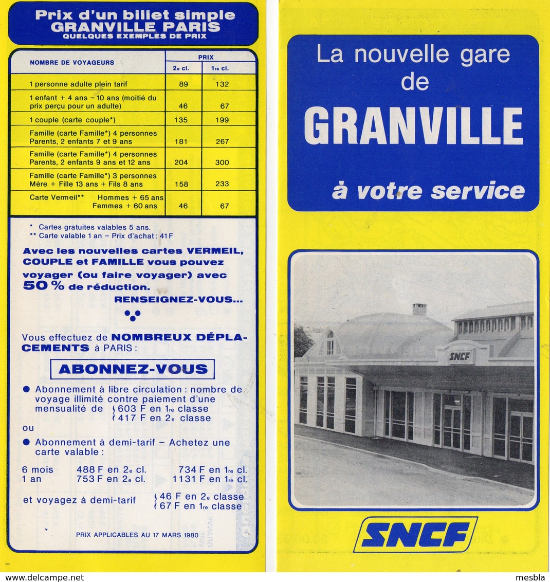 Dépliant - SNCF - La Nouvelle Gare De GRANVILLE (50)   Horaires Et Prix D'un Billet - 1981 - Europe