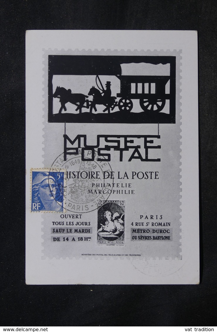 FRANCE - Carte Postale Et Oblitération Du Musée Postal En 1948 - L 33767 - 1921-1960: Période Moderne