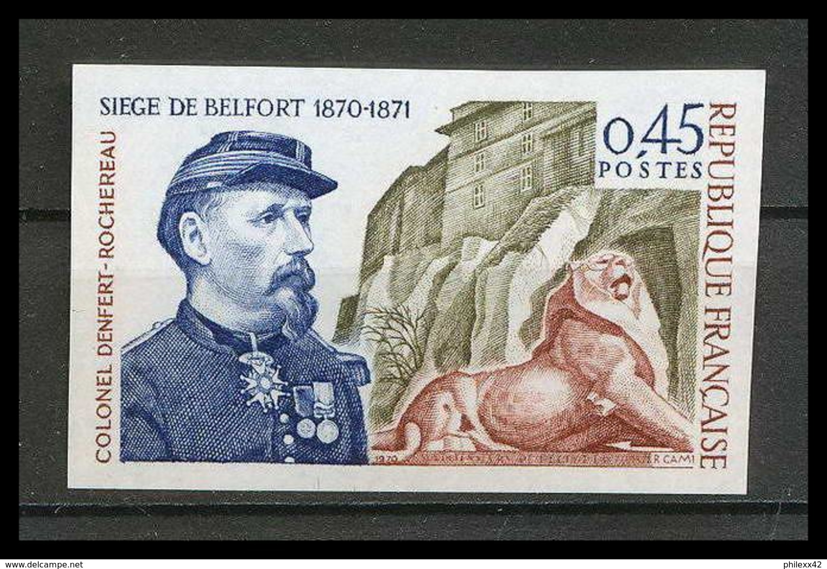 France N°1660 Belfort Lion Denfert Rochereau Cote 40 Non Dentelé ** MNH (Imperforate) - Non Classés