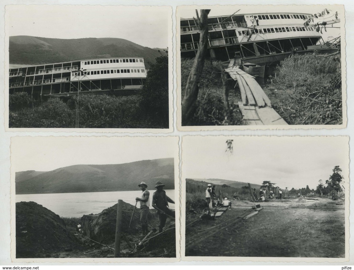 (Bateaux) Sauvetage Du S/S Tabora . Libila , Congo , 1936 . Paquebot . 22 Photos . - Bateaux