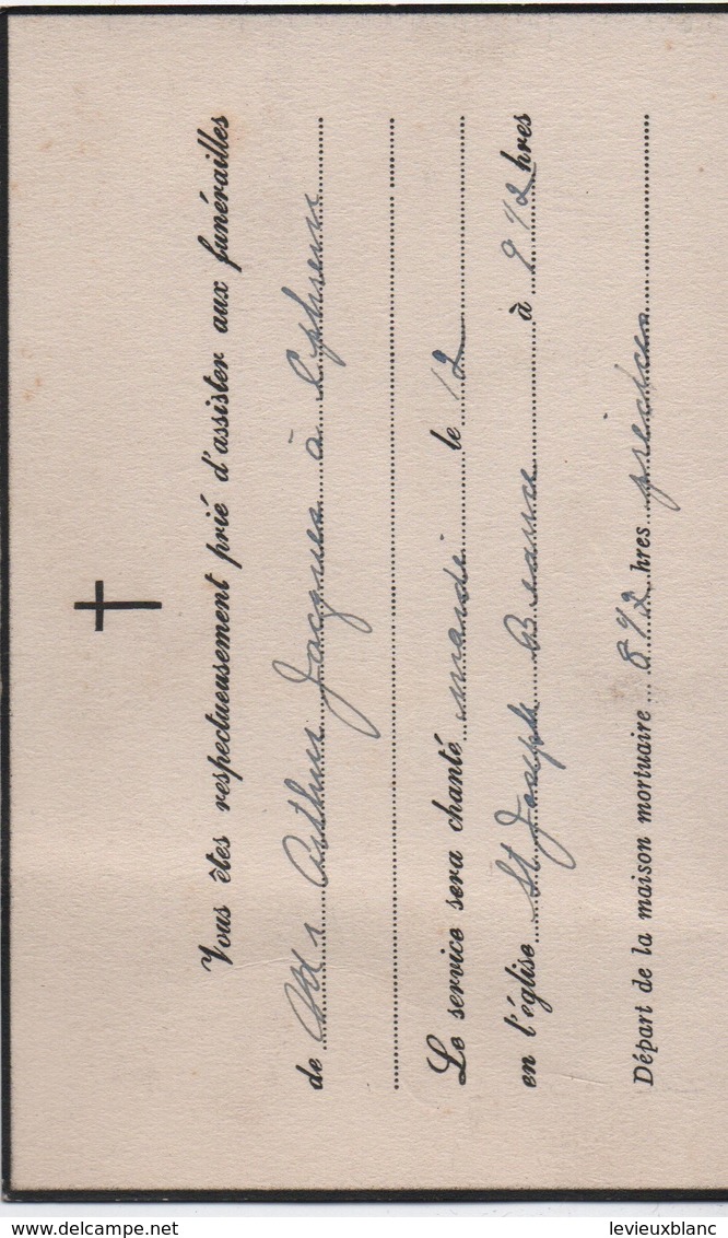 Carton Invitation à Funérailles/CANADA/ Monsieur Arthur JACQUES/Eglise St Joseph/BEAUCE/Vers 1940-45   FPD118 - Obituary Notices