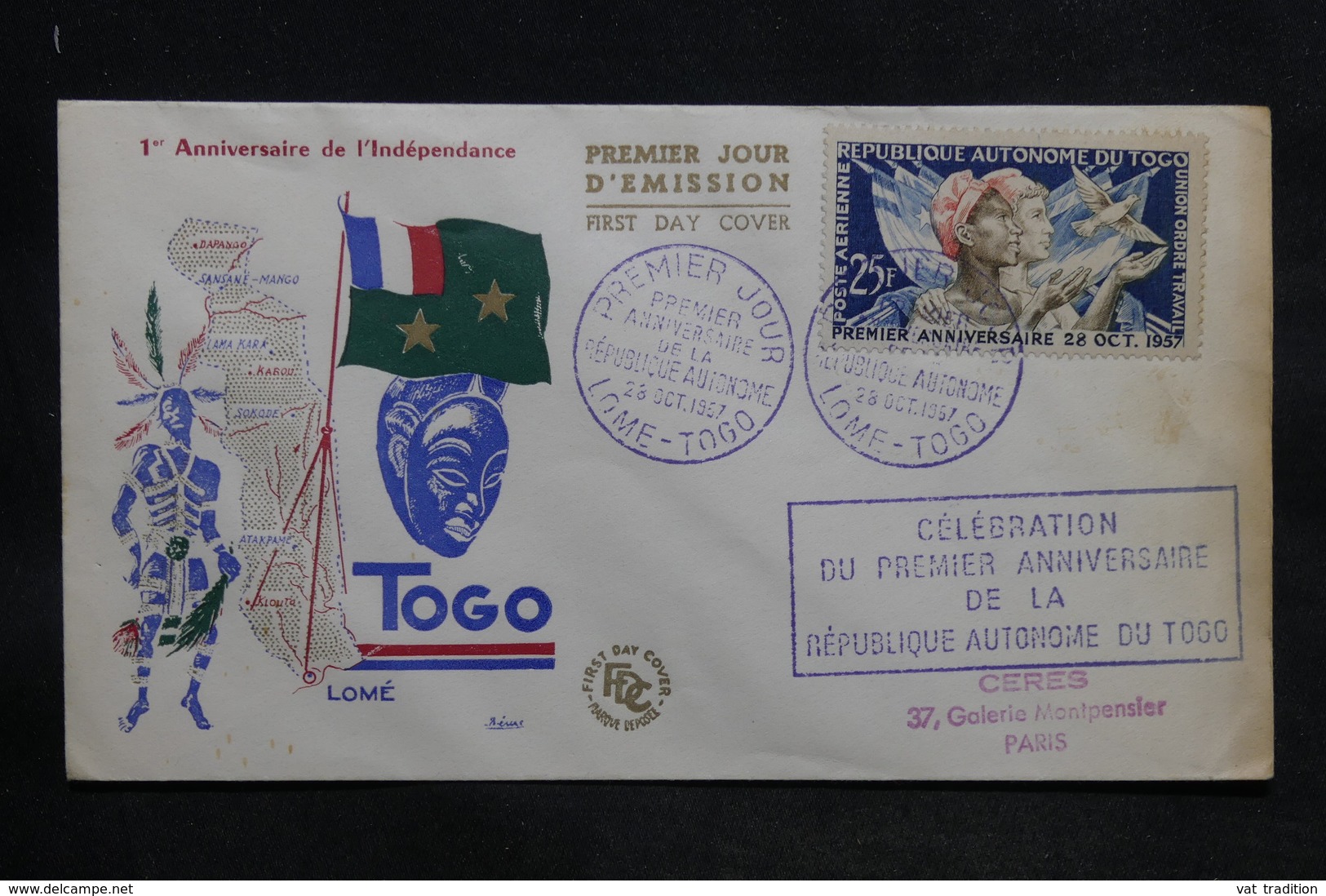 TOGO - Enveloppe FDC 1957 - 1er Anniversaire De L 'Indépendance - L 33782 - Togo (1960-...)