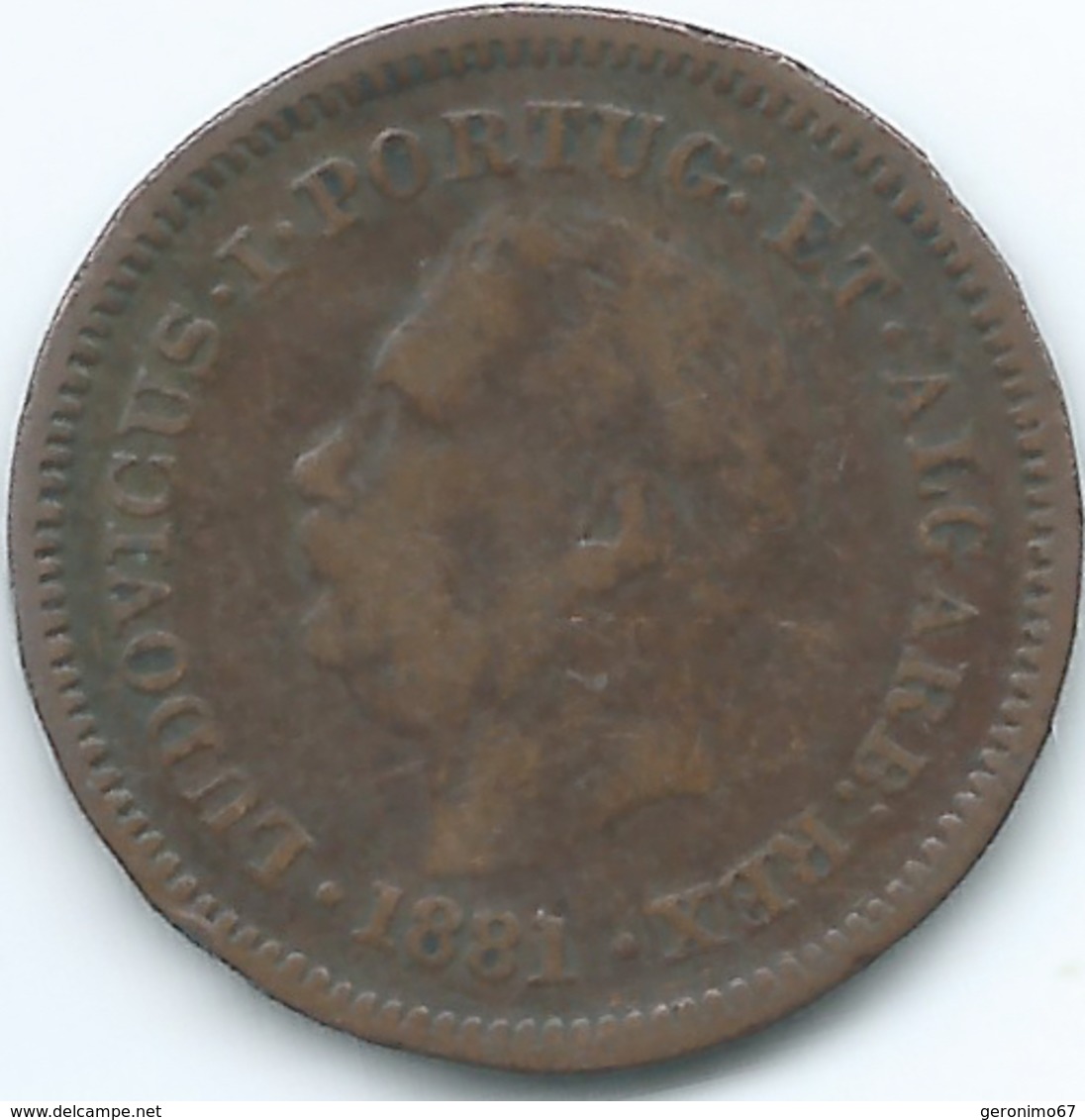 India - Portuguese - 1881 - Luíz I - ⅛ Tanga - KM307 - India