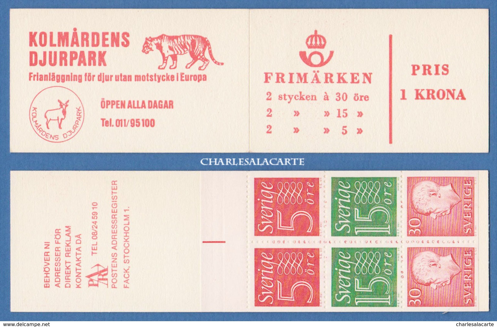 SWEDEN 1966 SLOT-MACHINE BOOKLET GUSTAF VI / NUMERALS ZOO COVER FACIT HA 15 B1 R - 1981-..