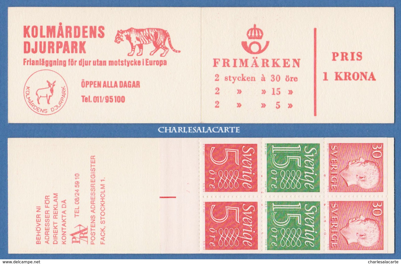 SWEDEN 1966 SLOT-MACHINE BOOKLET GUSTAF VI / NUMERALS ZOO COVER FACIT HA 15 B1 O - 1981-..