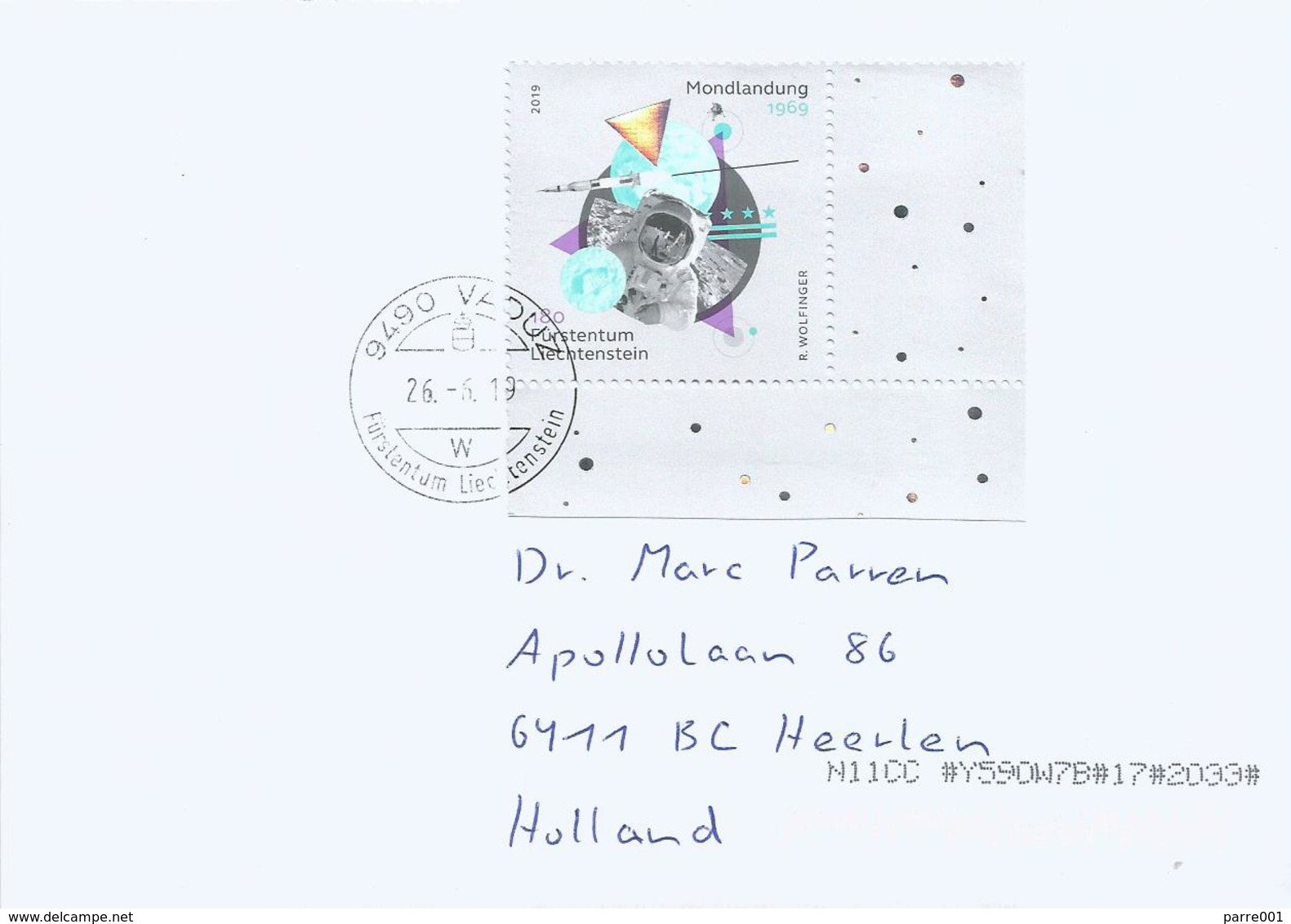 Liechtenstein 2019 Vaduz Apollo 11 Moonlanding Hologram Cover - Hologrammen