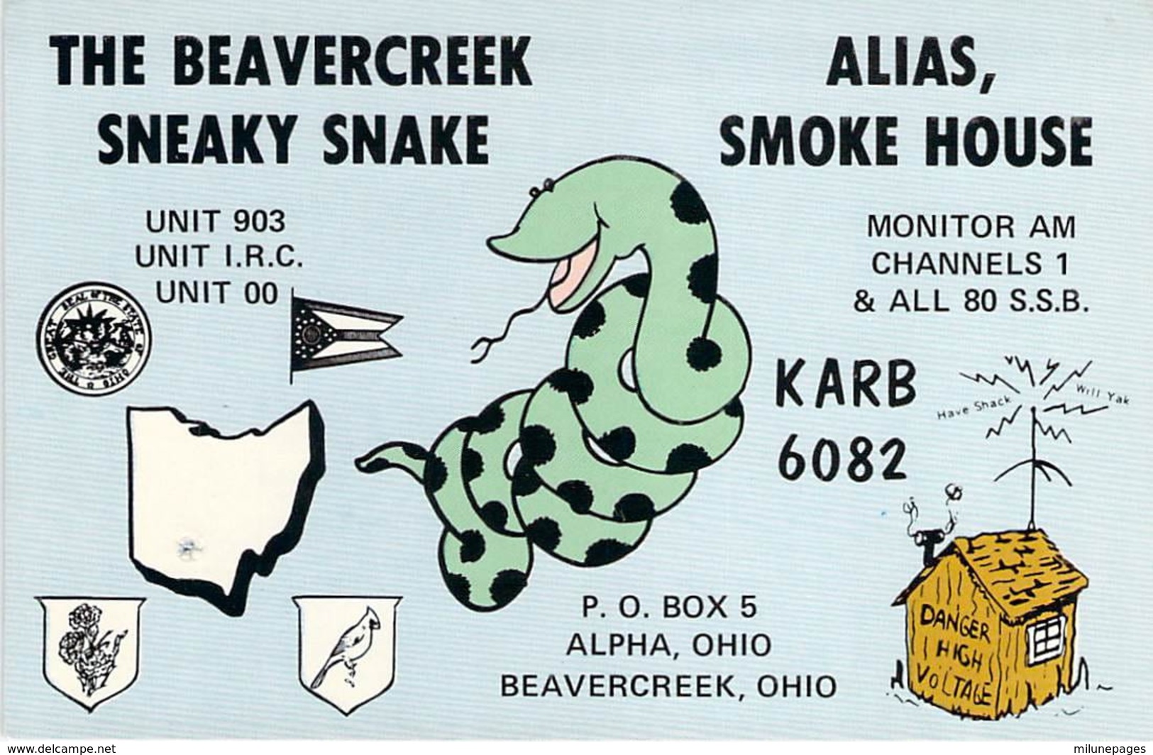 Carte QSL CB Beavercreek Sneaky Snake Ohio USA - CB-Funk