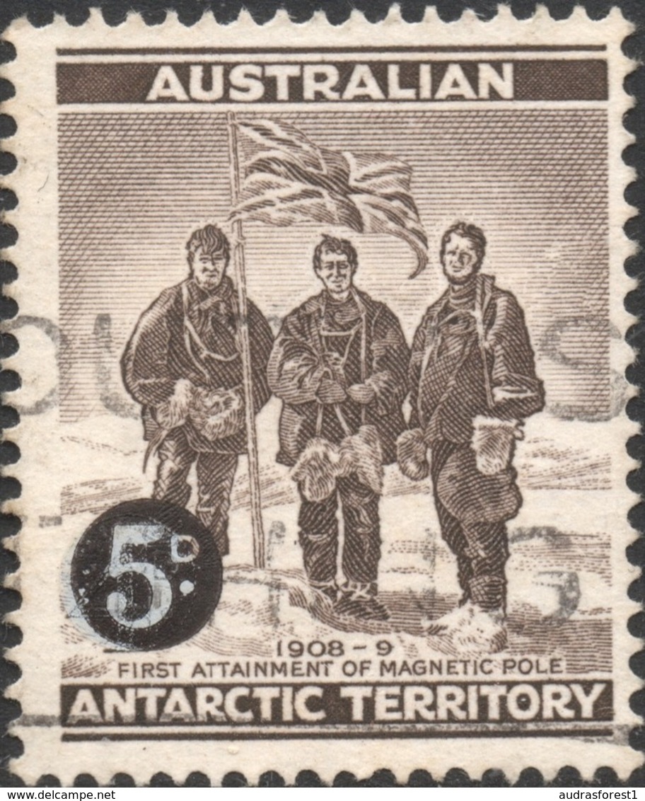 1959 AAT AUSTRALIAN ANTARCTIC TERRITORY Overprinted 5d Brown EXPLORERS.VF USED, YT No. 2 - Oblitérés