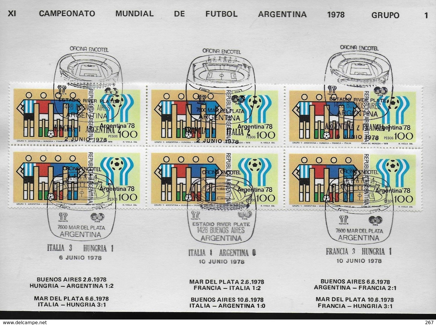 ARGENTINE   Carte FDC   Cup 1978   Football  Soccer Fussball Stades Groupe 1 - 1978 – Argentine