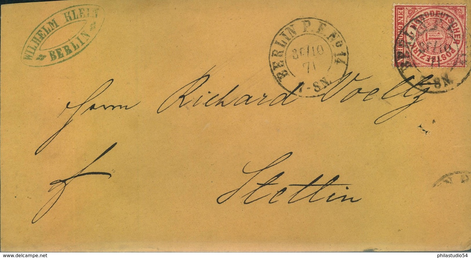 1871, 1 Gr. NDP REICHSPOST VORLÄUFER "BERLINP. E.  No.14" (KBHW 402 B.) - Franking Machines (EMA)