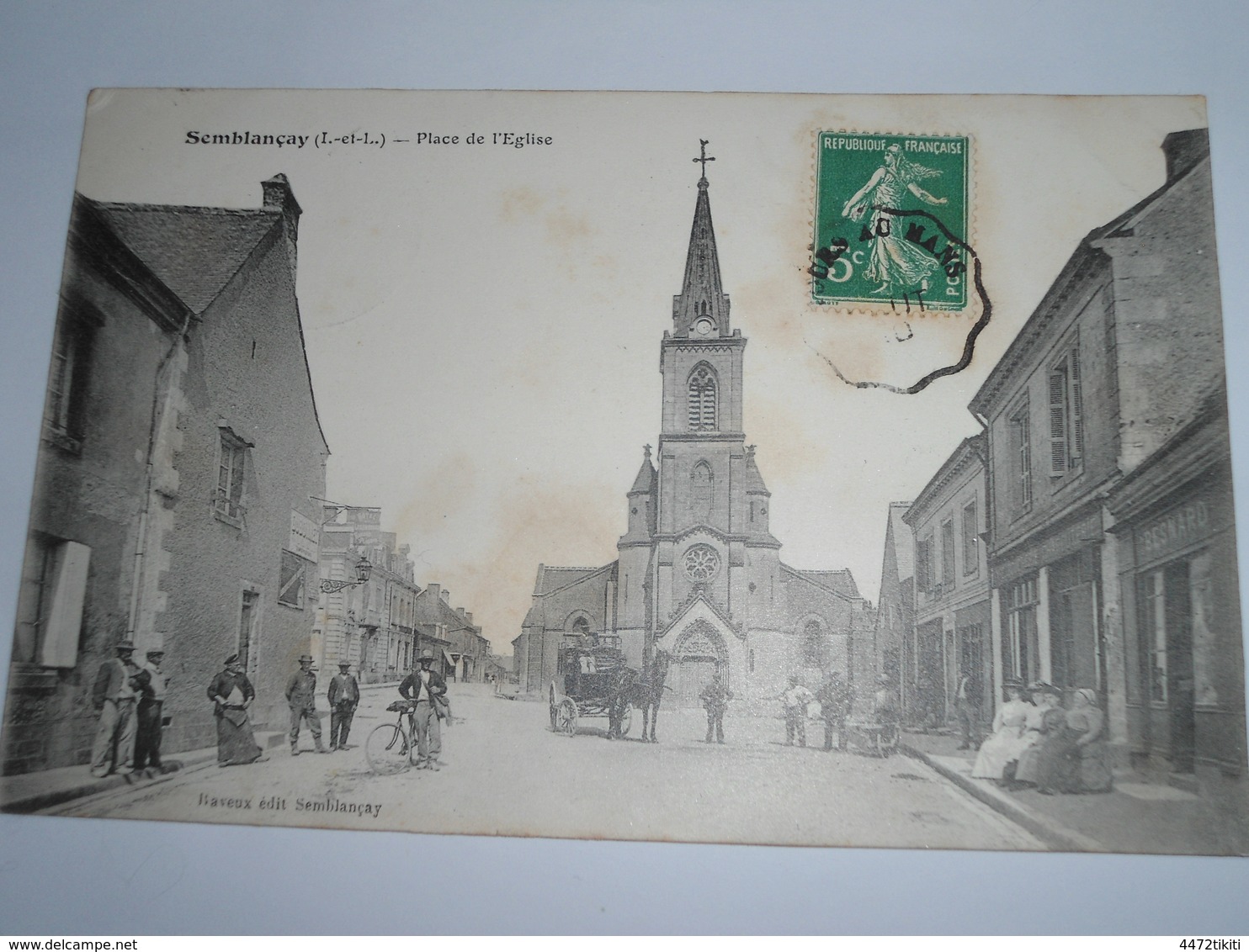 C.P.A.- Semblançay (37) - Place De L'Eglise - Boucherie Charcuterie - Maison Besnard - 1910 - SUP (BV 48) - Semblançay