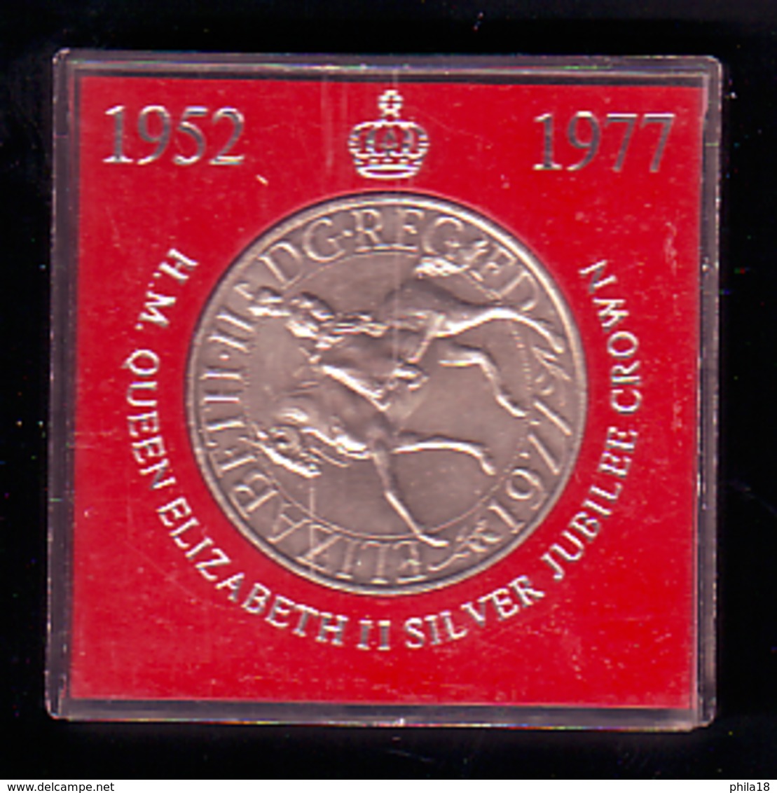 GB SILVER JUBILEE H.M.QUEEN ELIZABETH II 39mm 30g Voir Images_see Pictures LIVEE DANS SA CAPSULE CARREE D'ORIGINE CHEVAL - Monarchia/ Nobiltà