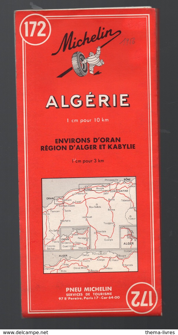 Algérie : Carte Michelin N°172, 1956  (PPP11098) - Cartes Routières