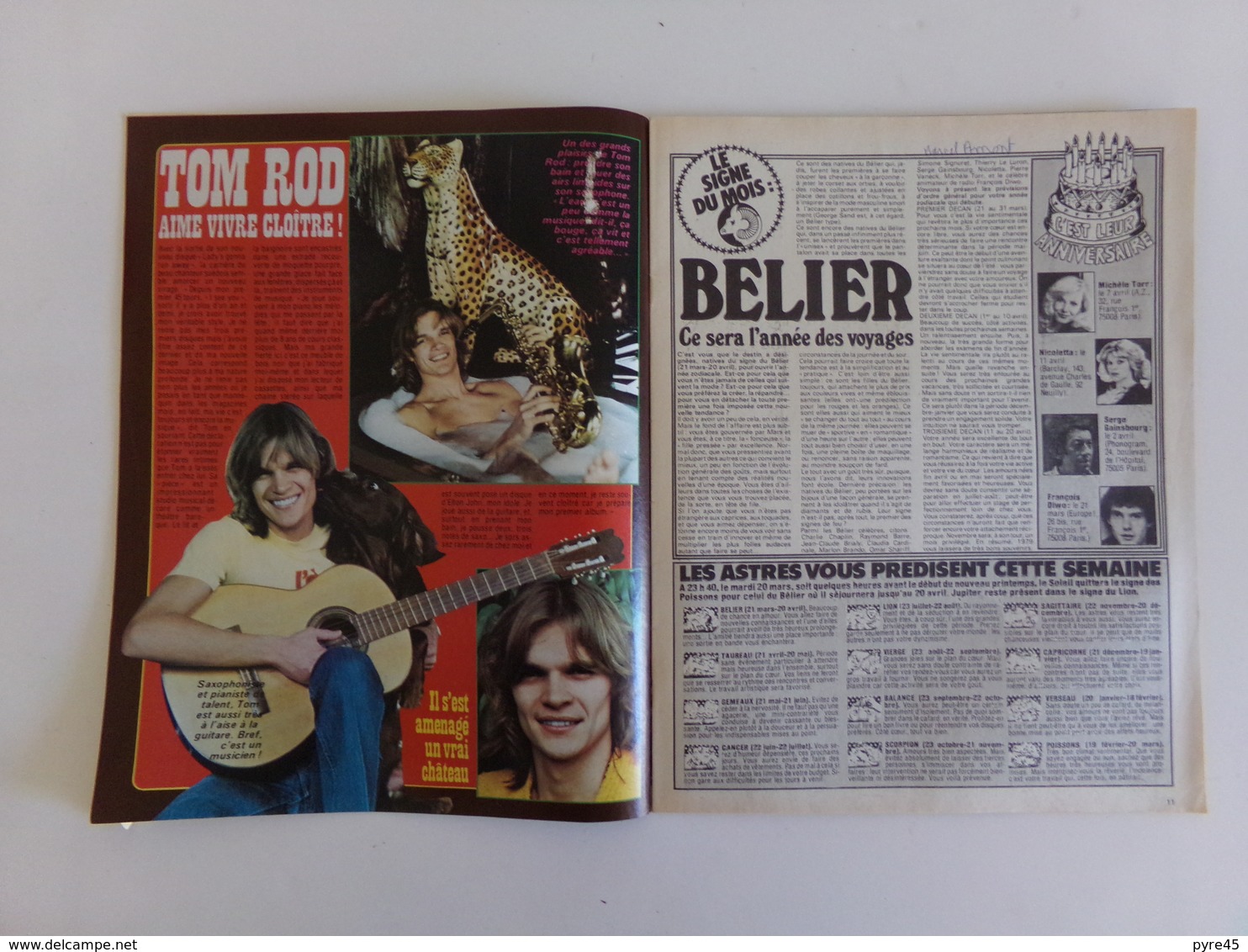 Revue " Ok age tendre " , n° 166, 1979, Amanda Lear, Cloclo, Tom Rod, Didier Marouani ..