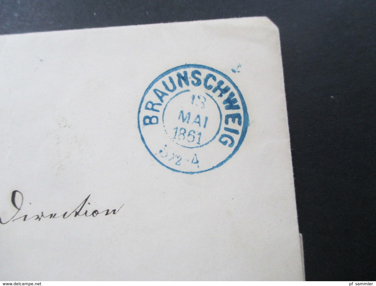 AD Braunschweig 1861 Markenloser Brief Mit Blauem Stempel K2 Braunschweig Nach Gandersheim Ra 2 Blau Als Ak Stempel - Braunschweig