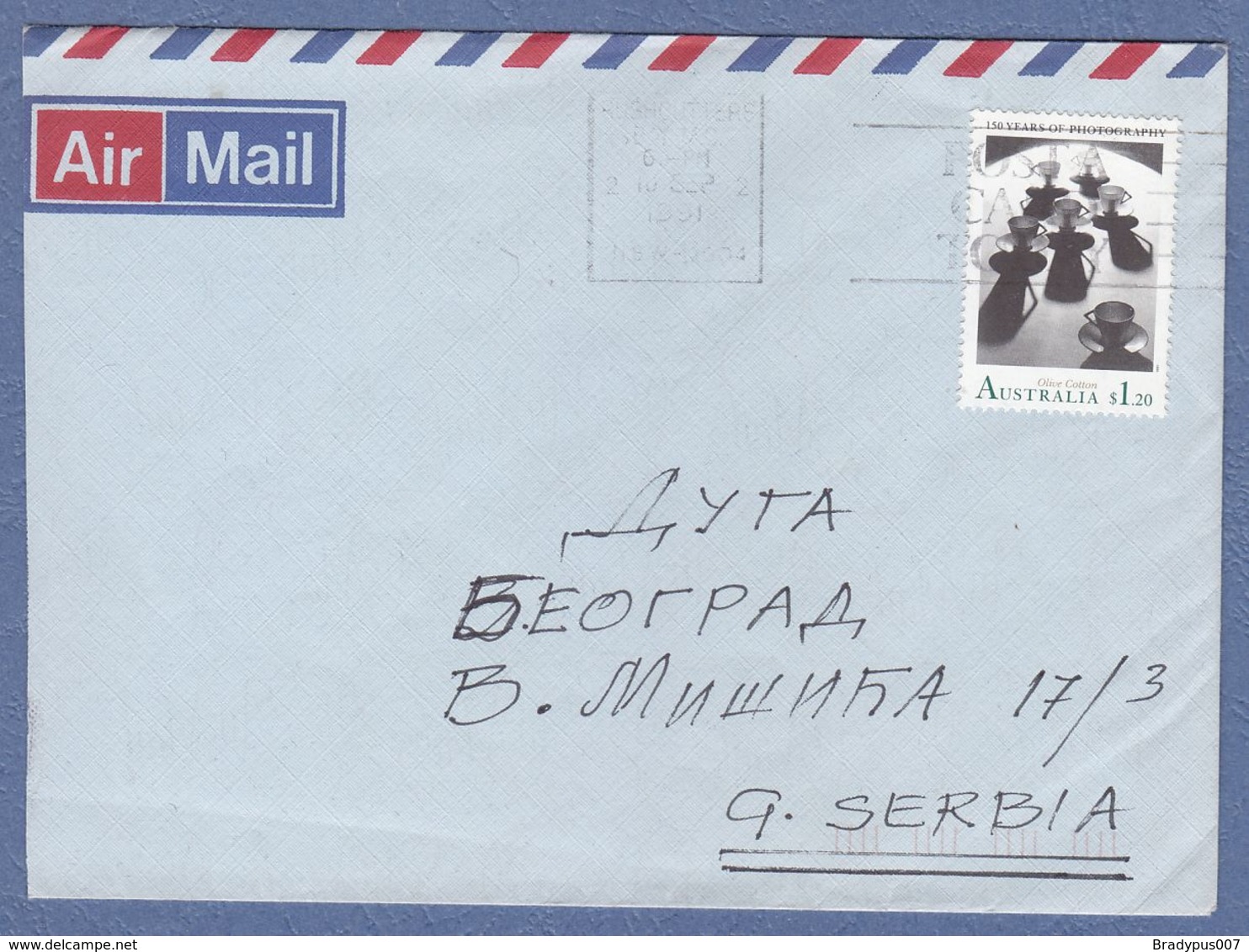 1991 Australia $ 1.20-150 Years Of Photography To Serbia-Airmail Cover - Covers & Documents