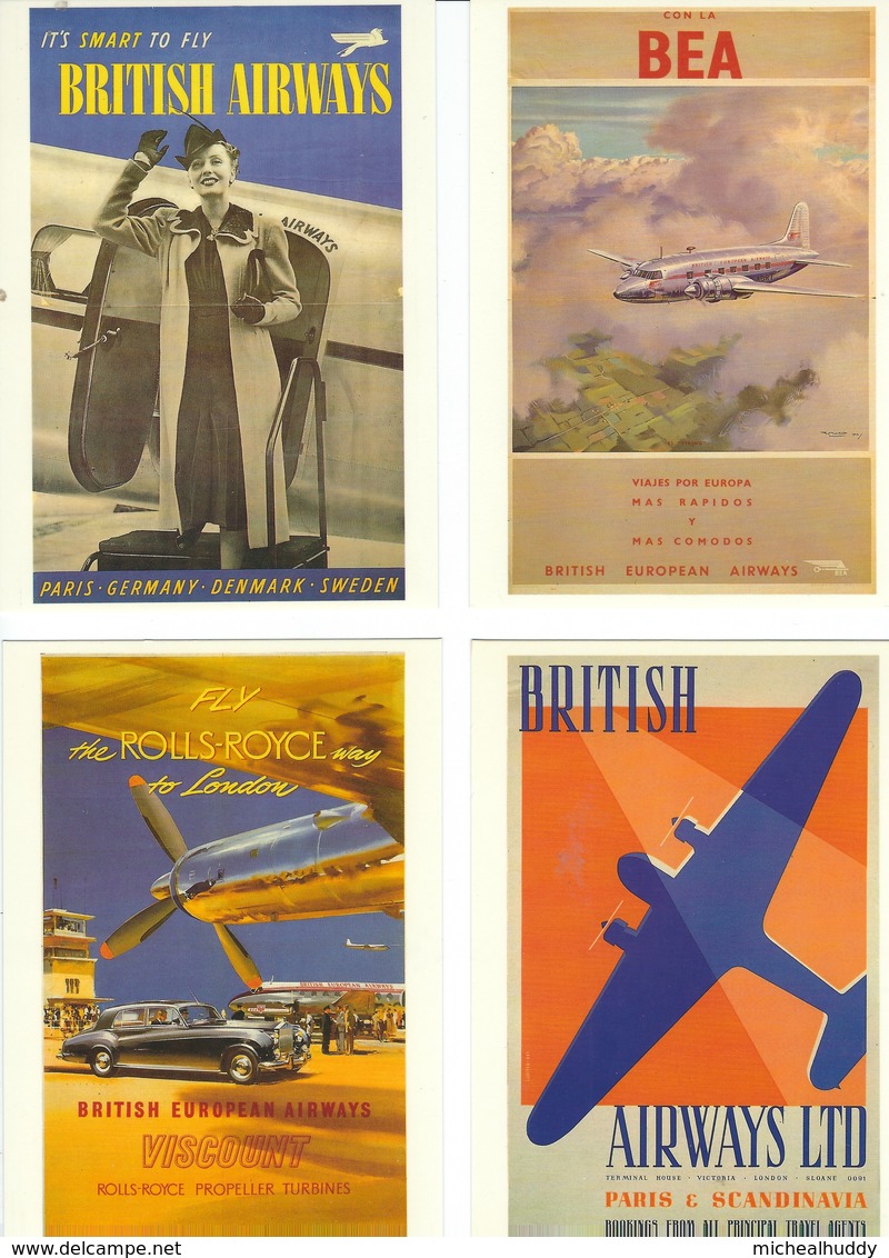 4 POSTCARDS BEA/BRITISH  AIRWAYS ADVERTISING - Advertising