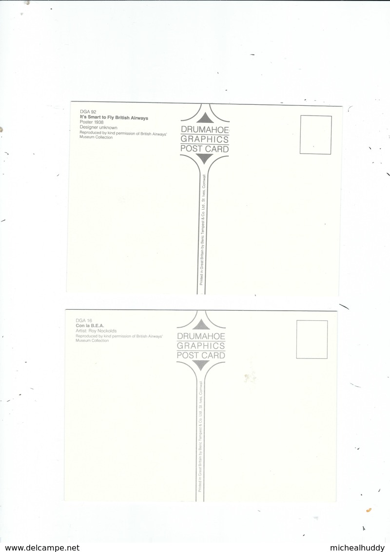 4 POSTCARDS BEA/BRITISH  AIRWAYS ADVERTISING - Advertising