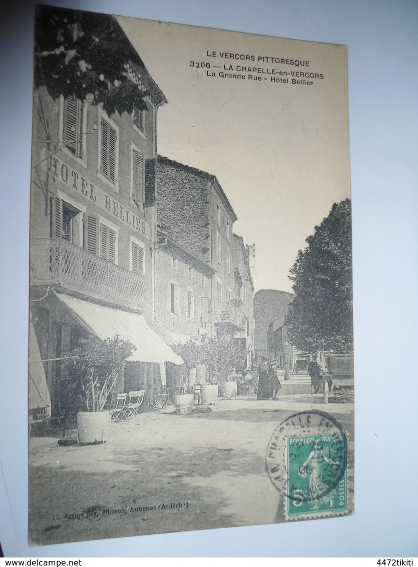 C.P.A.- La Chapelle En Vercors (26) - La Grande Rue - Hôtel Bellier - 1908 - SUP (BV 57) - Other & Unclassified