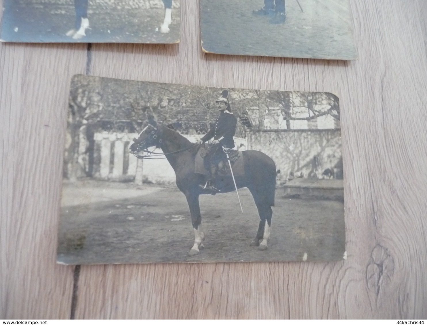 3 Carte Photo Militaire Militaria Personnage Nommé Au Dos 17 Régiment De Dragons à Cheval - Personaggi