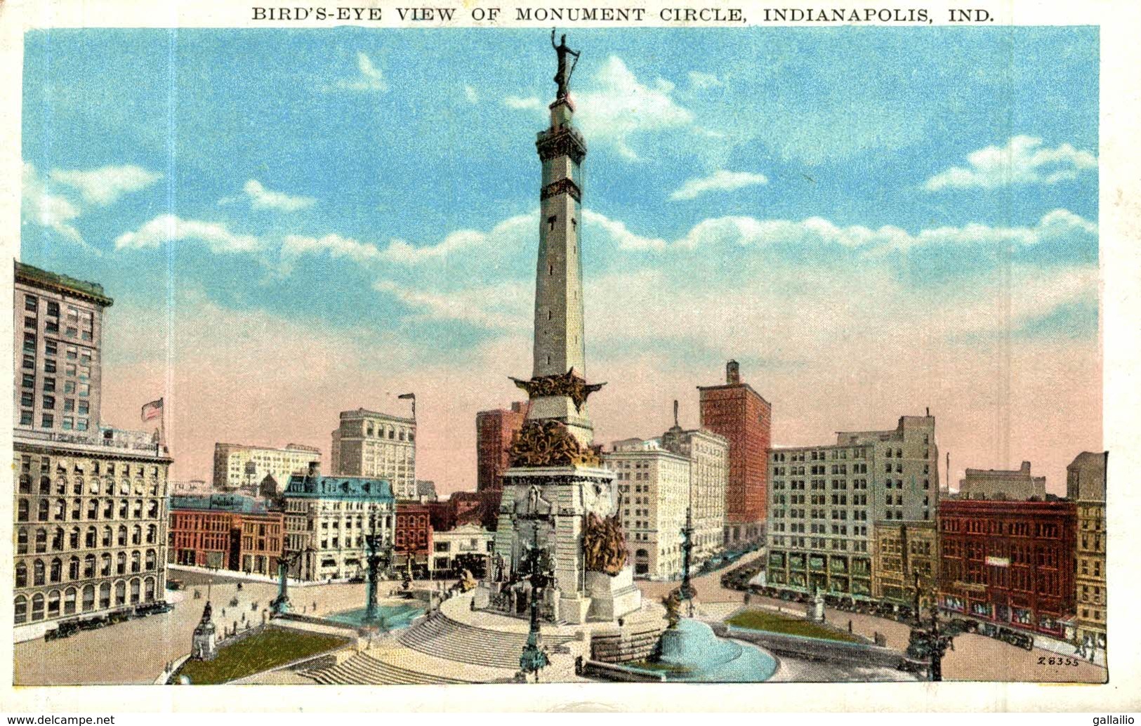 BIRD'S EYE VIEW OF MONUMENT CIRCLE INDIANAPOLIS - Indianapolis