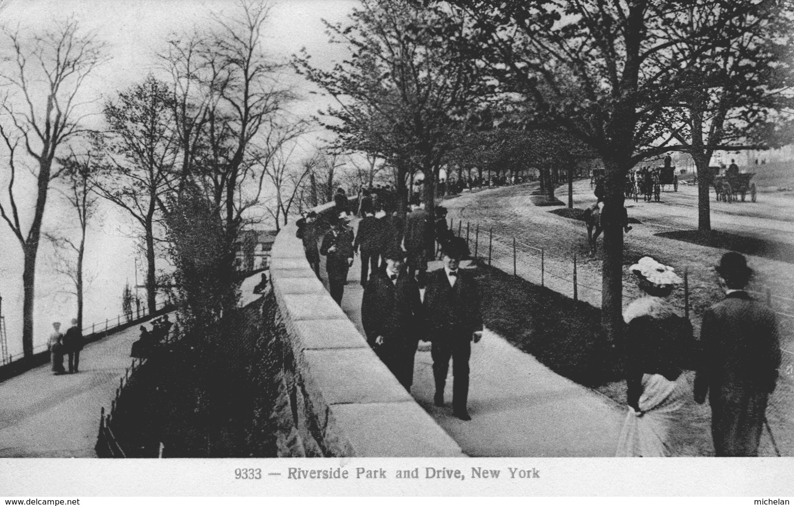 CPA   ETATS-UNIS---REVERSIDE PARK AND DRIVE---NEW YORK---1909---ANIMEE - Parchi & Giardini