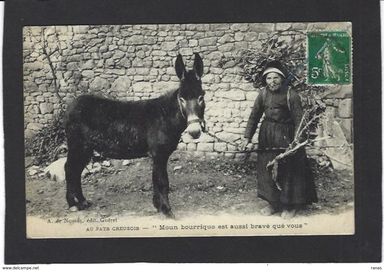 CPA Ane Donkey Circulé Métier Creuse - Burros