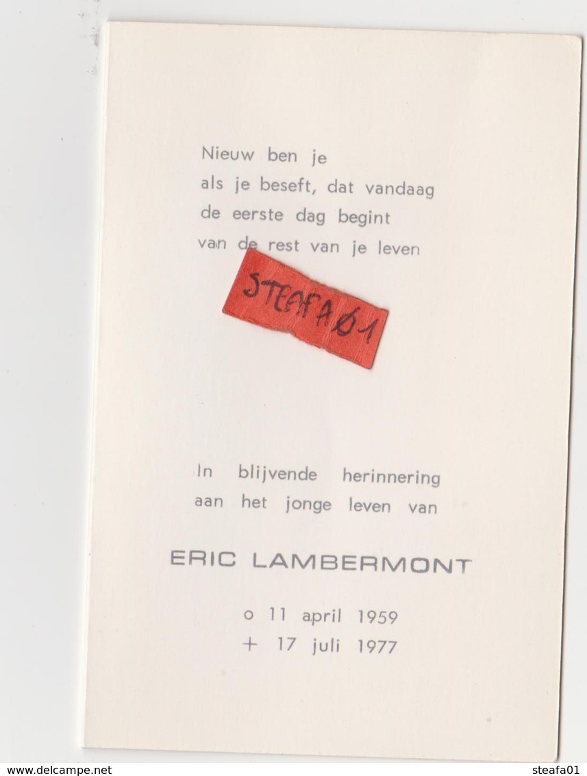 Tienen, Tirlemont, Tirlemont, Doodsprentje Eric Lambermont, Verongelukt Op 17 Juli 1977! - Esquela