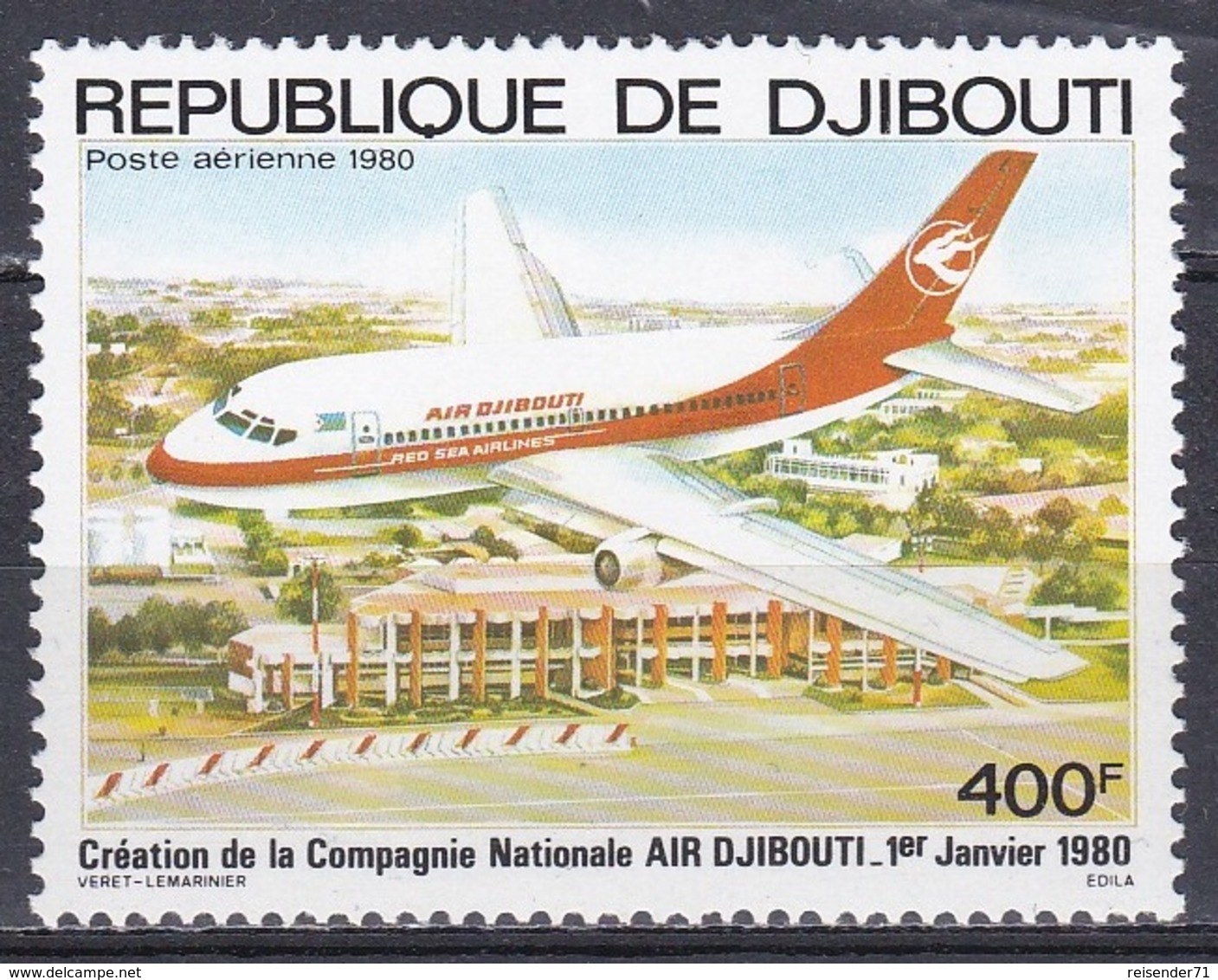Dschibuti Djibouti 1980 Transport Luftfahrt Aviation Flugzeuge Aeroplanes Planes "Air Djibouti", Mi. 270 ** - Dschibuti (1977-...)
