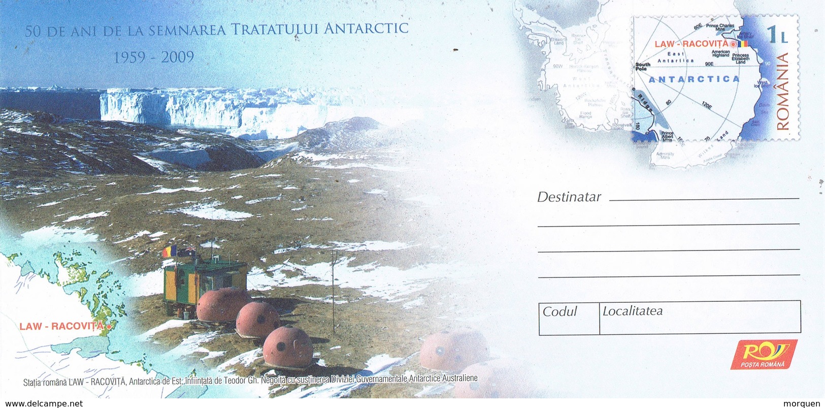 33292. Entero Postal RUMANIA 2009. Antarctica, Antartida. Emil Racovita Expedition - Enteros Postales