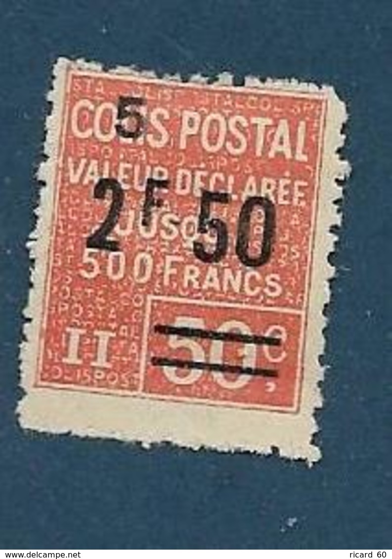 Timbre Neuf *  France, N°64  Yt, Colis Postaux, Valeur Déclarée, 2.50 Sur 50 C ( 5), 1926,  Charnière - Neufs