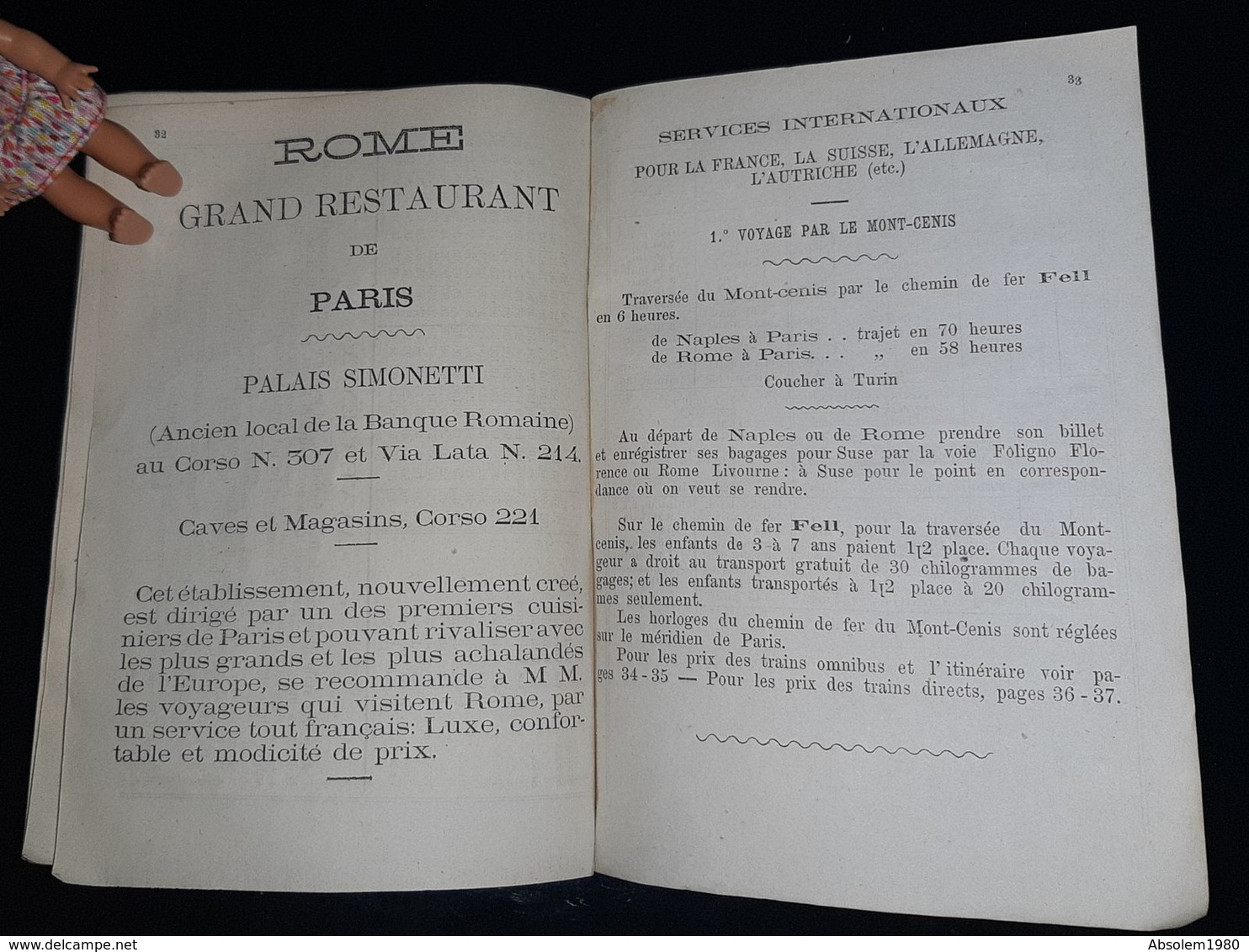 1869 GUIDE CHEMINS DE FER ROMAINS ITALIE FRANCE SUISSE + CARTE ET PUB GUIDA DEI VIAGGIATORI FERROVIE ROMANE ITALIA