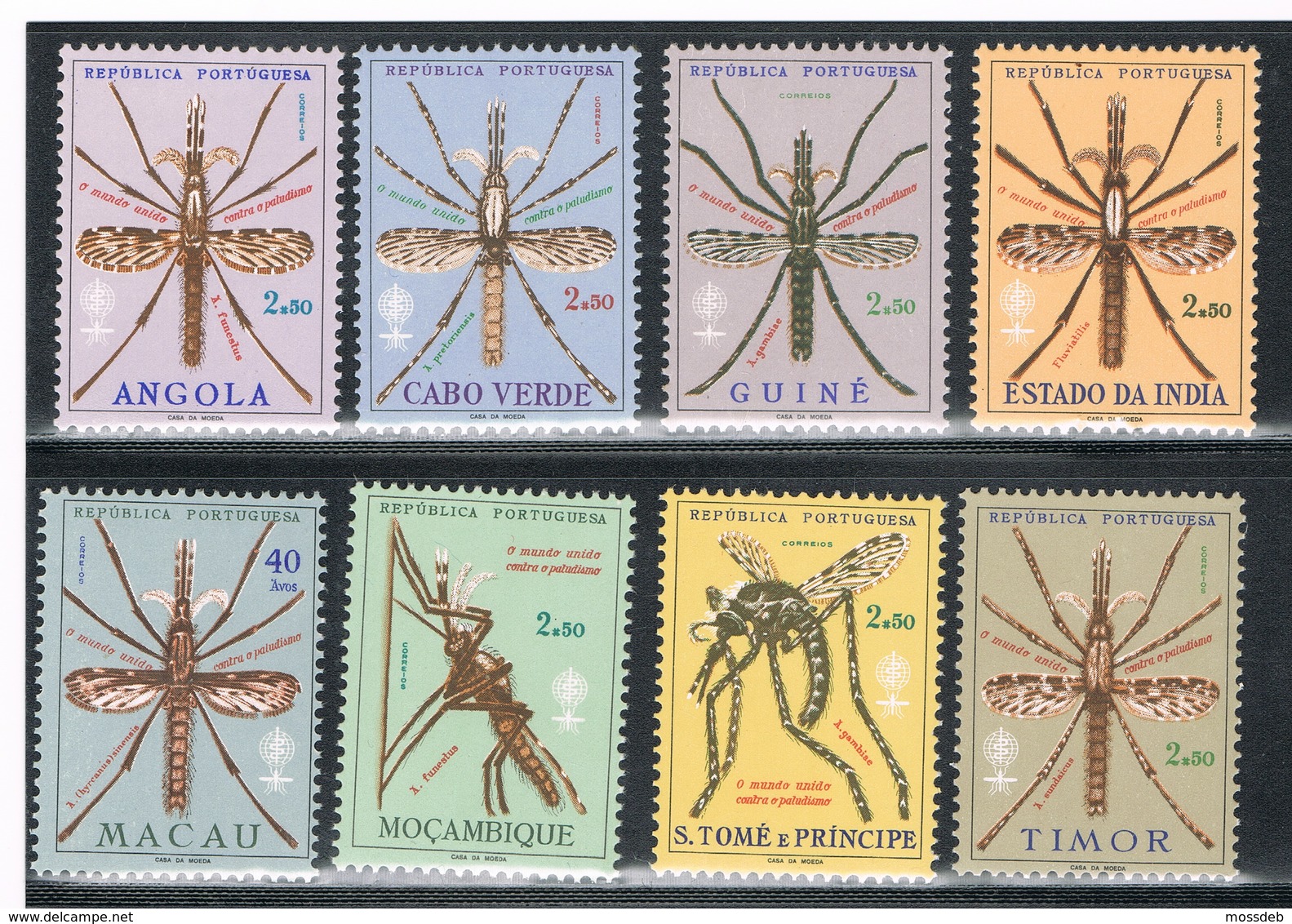 AFRICA INDIA MACAU TIMOR 1962 ÉLIMINATION DU PALUDISME  ELIMINATION OF MALARIA  Fluviatilis COMPLETE OMNIBUS SET - Africa Portuguesa