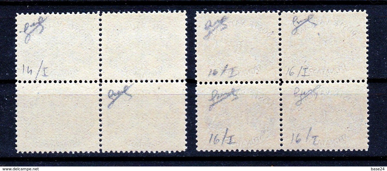 1946 Vaticano Vatican SEGNATASSE Righe Larghe Carta Grigia 20c  + 1L In Quartina MNH**  Firm.Biondi   POSTAGE DUE Bl.4 - Postage Due