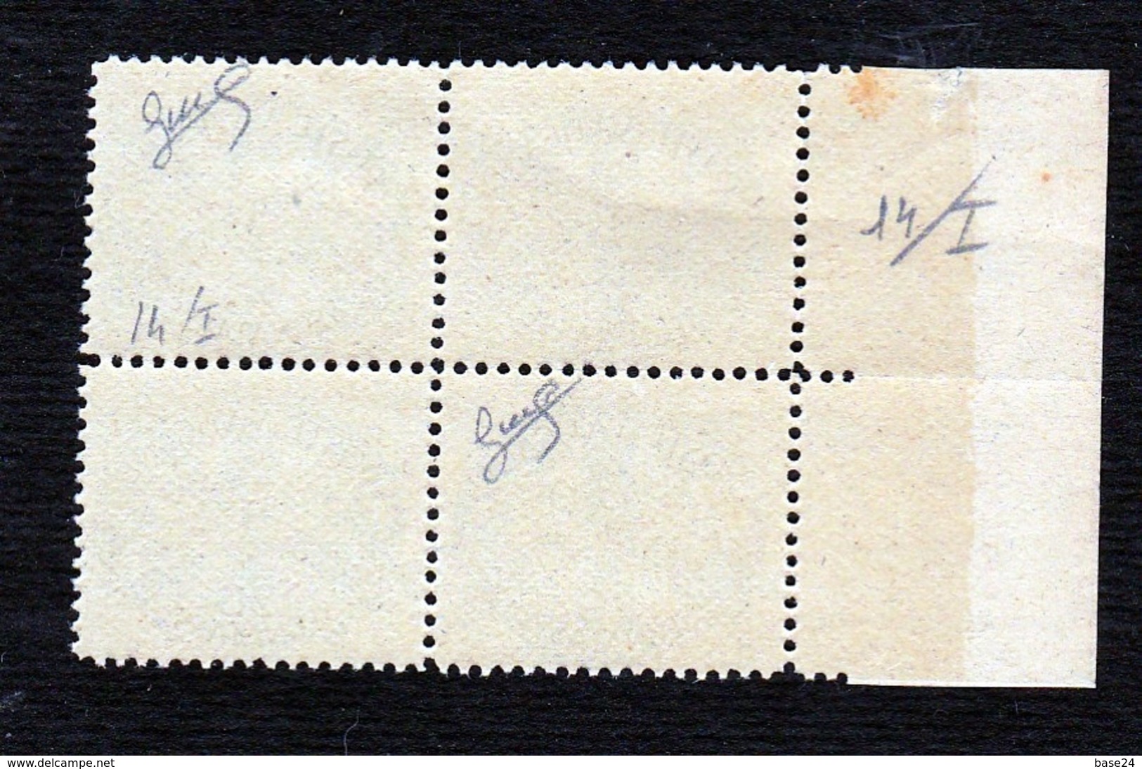 1946 Vaticano Vatican SEGNATASSE Righe Larghe Carta Grigia 20 Cent (14/I) In Quartina MNH** Firm.Biondi POSTAGE DUE Bl.4 - Segnatasse