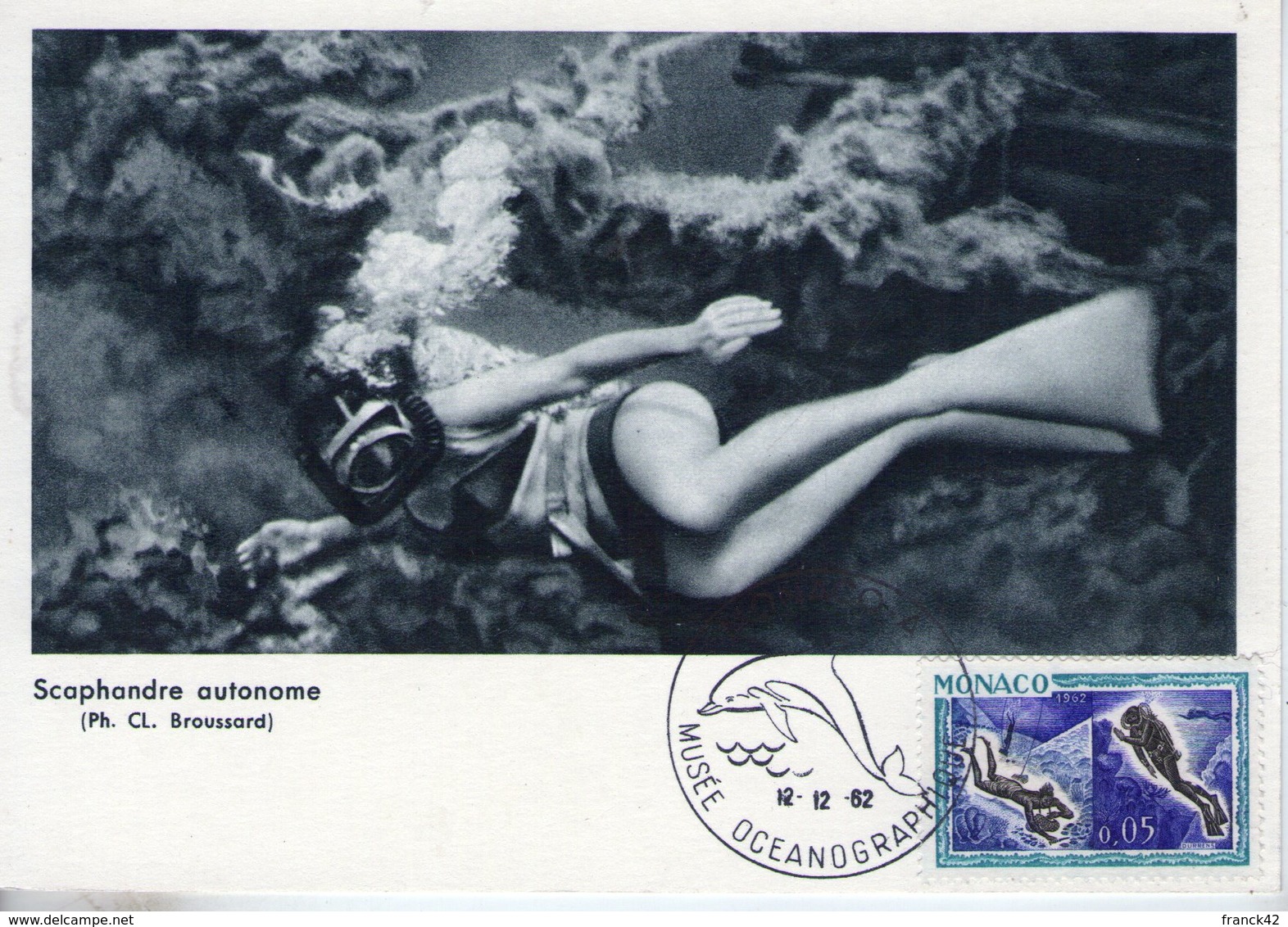 Monaco. Carte Maximum. Exposition L'homme Sous La Mer. 1962. Lot 7 Cartes - Maximumkarten (MC)