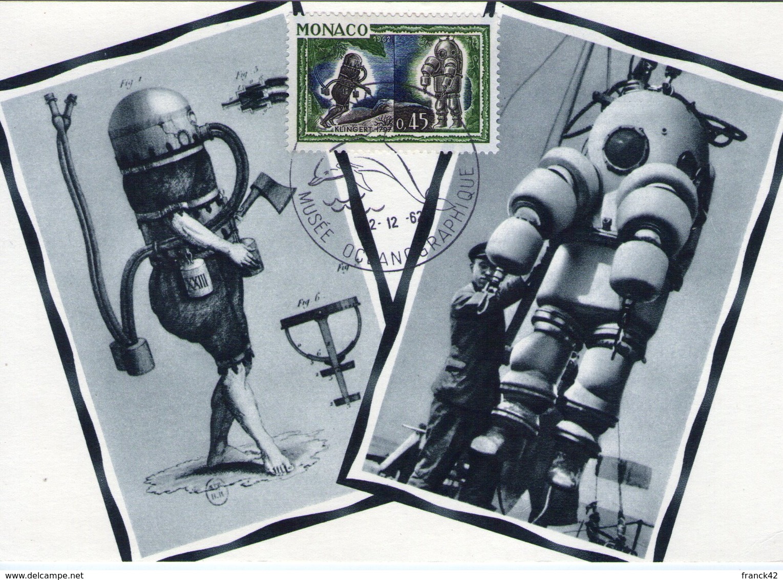 Monaco. Carte Maximum. Exposition L'homme Sous La Mer. 1962. Lot 7 Cartes - Maximumkaarten