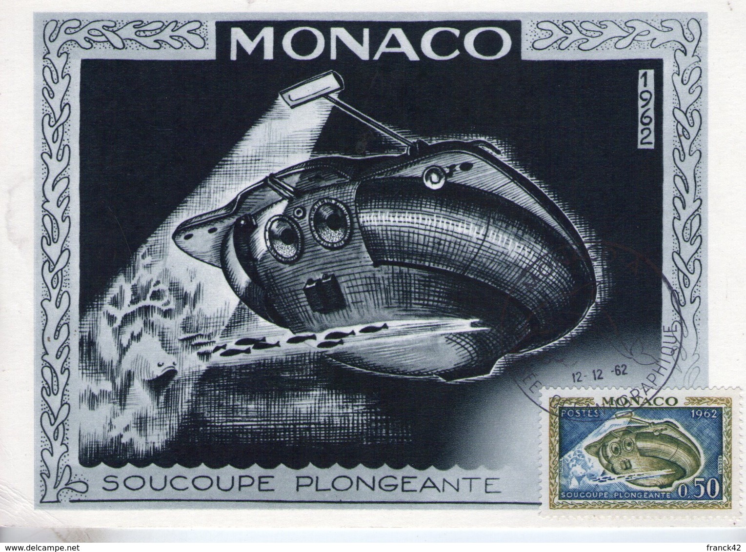 Monaco. Carte Maximum. Exposition L'homme Sous La Mer. 1962. Lot 7 Cartes - Maximumkarten (MC)