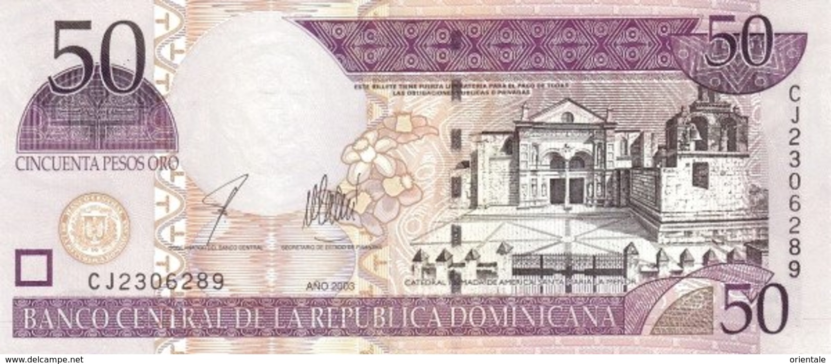 DOMINICAN REPUBLIC P. 170b 50 P 2003 UNC - Dominicana