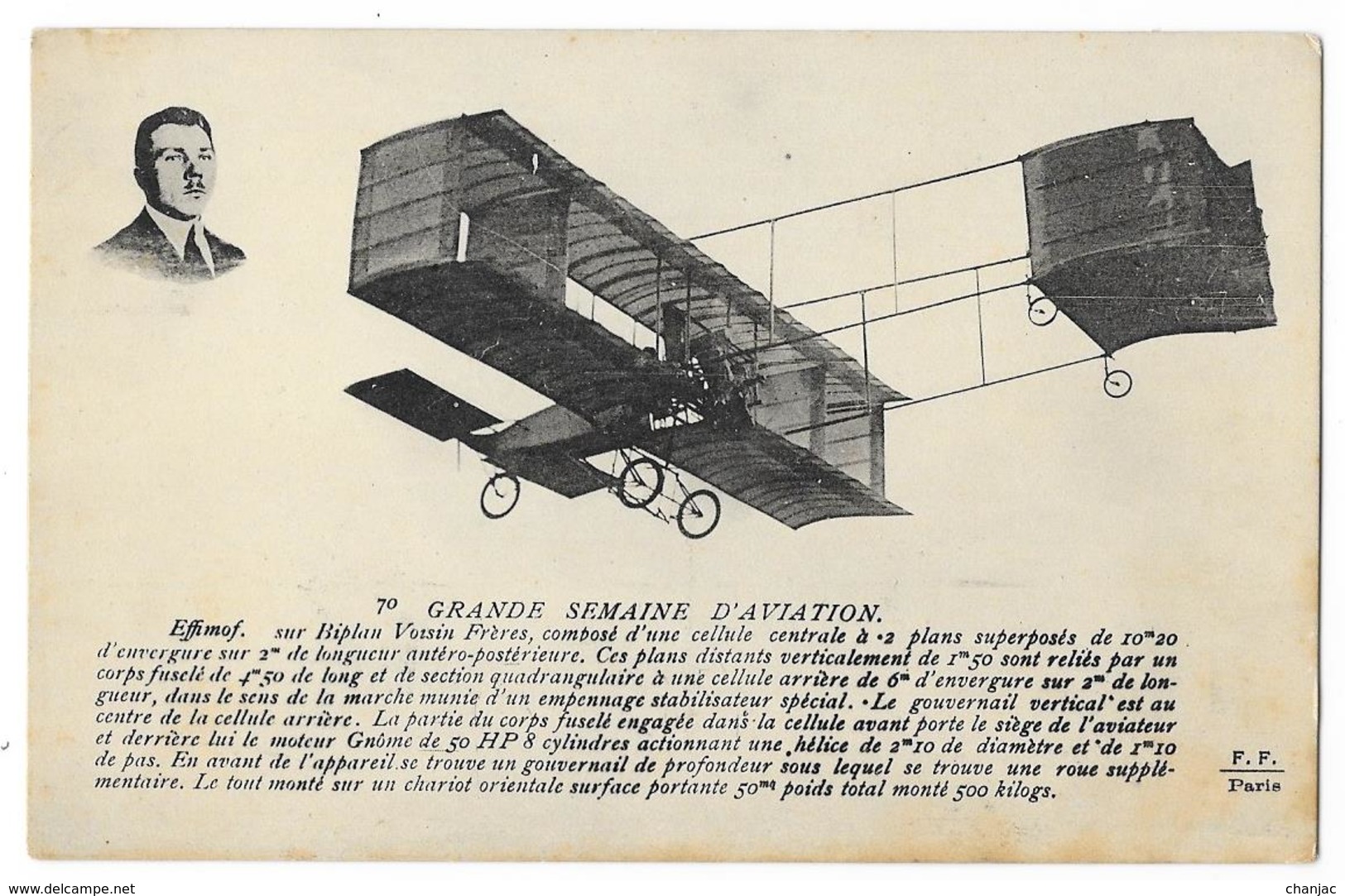 Cpa: AVIATION - EFFIMOF Sur Biplan Voisin Frères - Grande Semaine D'Aviation N° 70 - Ed. F.F. - Autres & Non Classés