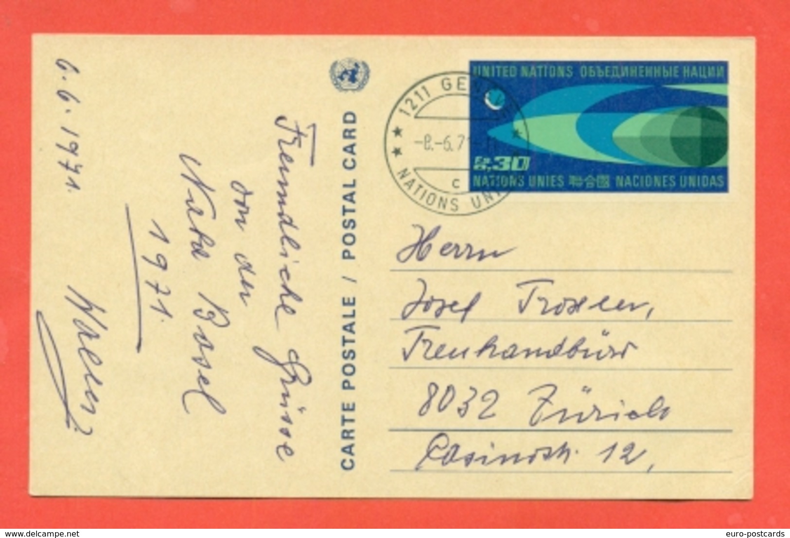 INTERI POSTALI - ONU  GINEVRA - 1971 - Storia Postale