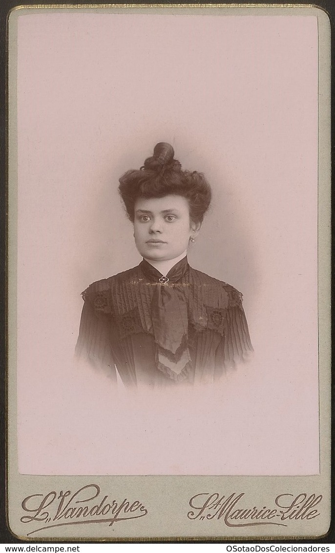 Old Photo (10,5cmx6,3cm) Old Photograph Woman - L Vandorpe Photographe - France St Maurice Lille - Photo Ancienne Femme - Anciennes (Av. 1900)