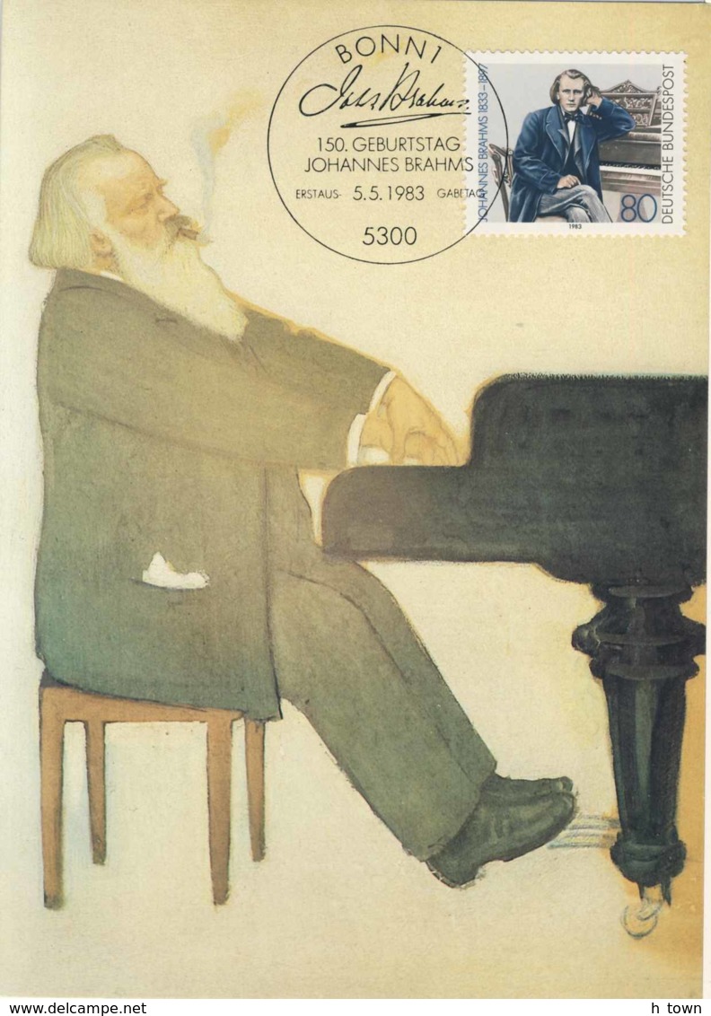 7209  Brahms, Piano: Carte Maximum 1er Jour D'Allemagne, 1983 - Maximum Card From Germany With FDCancel - Music